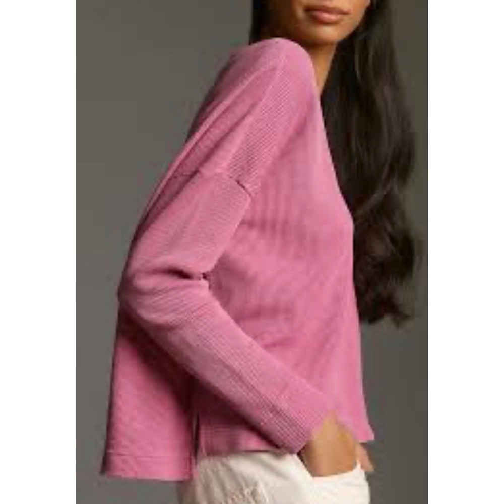 D9 Daily Practice by Anthropologie‎ Light Pink Waffle Knit Boat Neck Top Small
